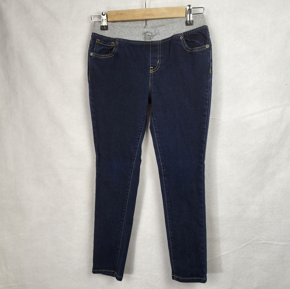 Cat & Jack Girls Dark Blue Skinny Fit Jeans Size 10 Plus Elastic Waistline